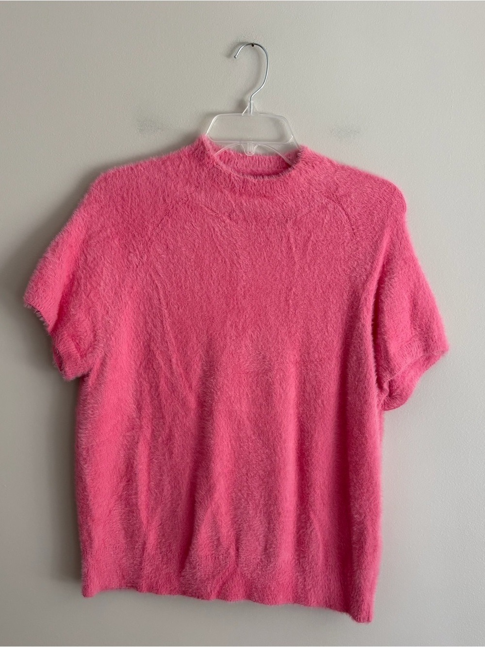 Maeve Fuzzy Hot Pink Knit Short Sleeve Cutout Back Top XL